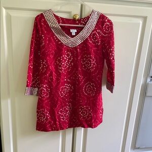 Calypso St. Barth Red Sequin Top